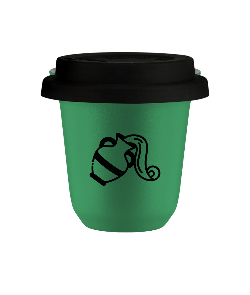 Kubek 240 ml ZIELONY "Wodnik", z czarną pokrywką