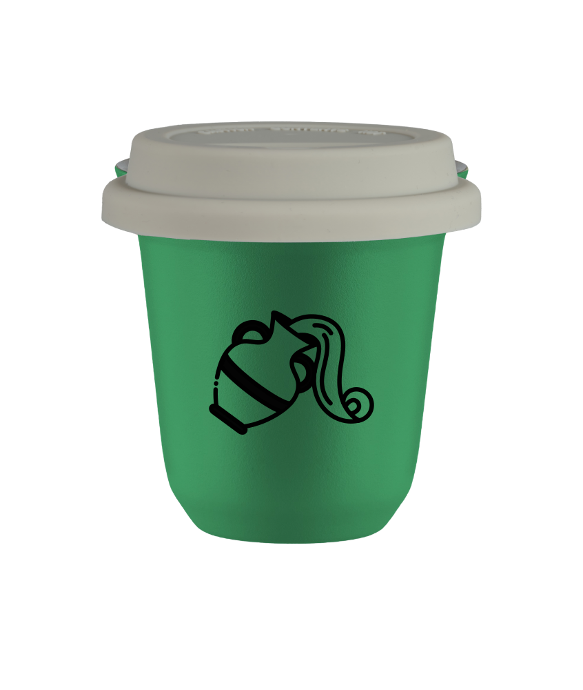 Cup 240 ml GREEN "Aquarius (black)", with white lid