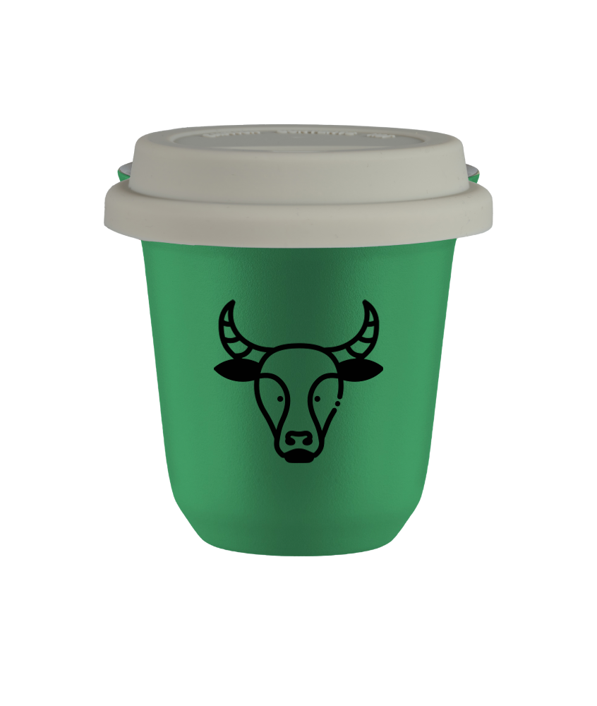 Cup 240 ml GREEN "Taurus", with white lid
