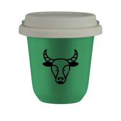 Cup 240 ml GREEN "Taurus (black)", with white lid