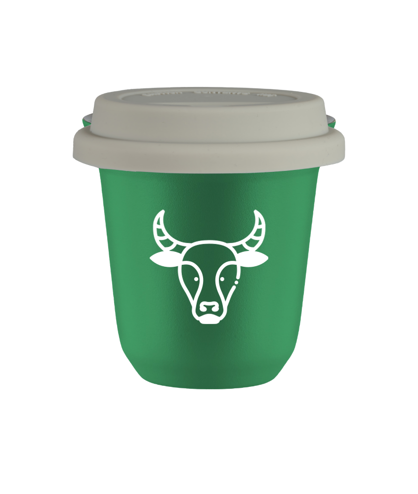 Cup 240 ml GREEN "Taurus (white)", with white lid