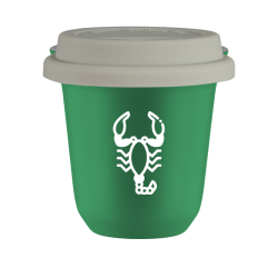 Cup 240 ml GREEN "Scorpio (white)", with white lid