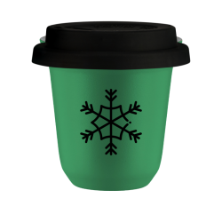 Cup 240 ml GREEN "Snowflake (black)", with black lid
