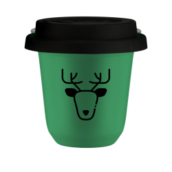 Cup 240 ml GREEN "Reindeer", with black lid