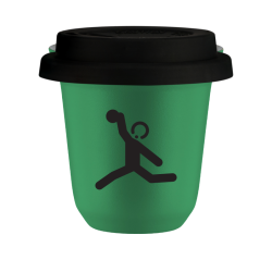 Cup 240 ml GREEN "Discus throw", with black lid