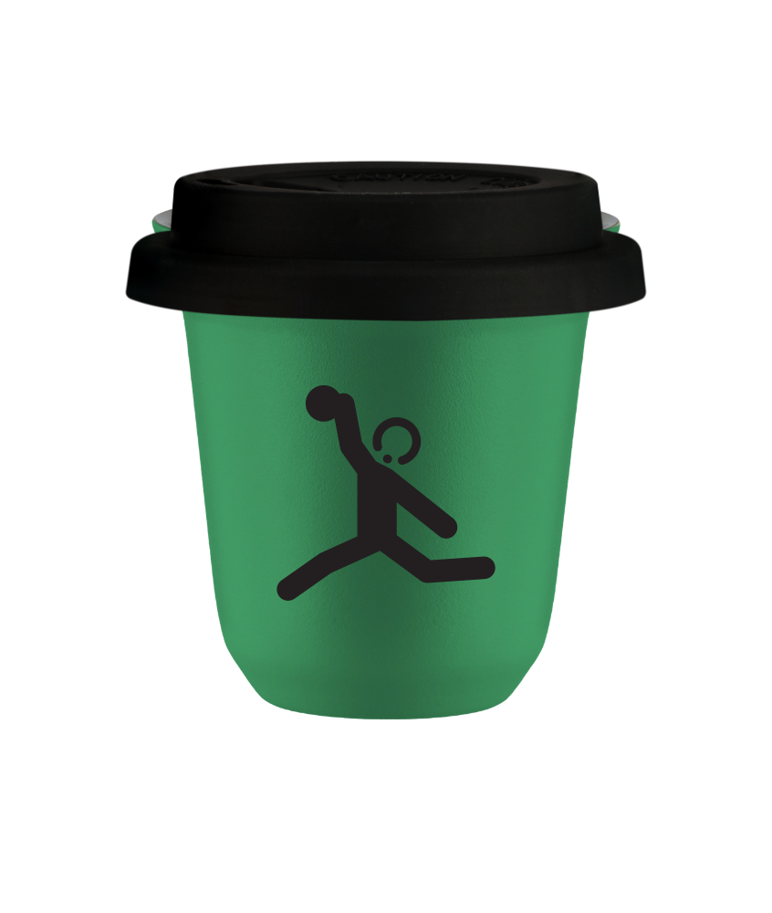 Cup 240 ml GREEN "Discus throw", with black lid