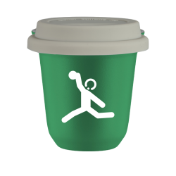 Cup 240 ml GREEN "Discus throw (white)", with white lid