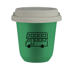Cup 80 ml GREEN "Bus", with white lid