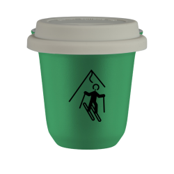 Cup 80 ml GREEN "Skiing (black)", with white lid