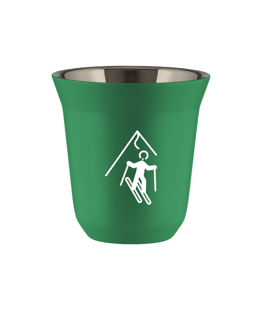 Cup 80 ml GREEN "Skiing (white)"