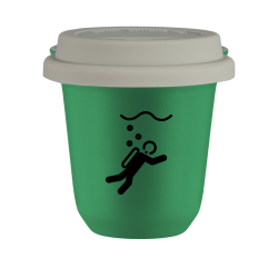Cup 80 ml GREEN "Diving", with white lid