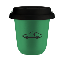 Cup 80 ml GREEN "Car (black)", with black lid