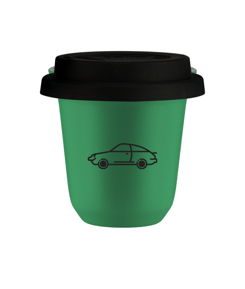 Cup 80 ml GREEN "Car (black)", with black lid