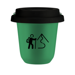 Cup 80 ml GREEN "Climbing 2 (black)", with black lid