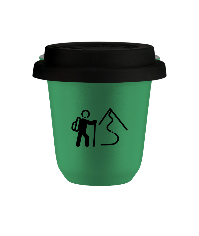 Cup 80 ml GREEN "Climbing 2 (black)", with black lid