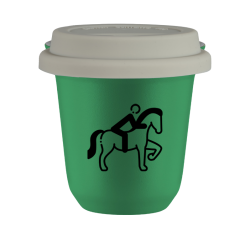 Cup 80 ml GREEN "Equestrianism 2 (black)", with white lid
