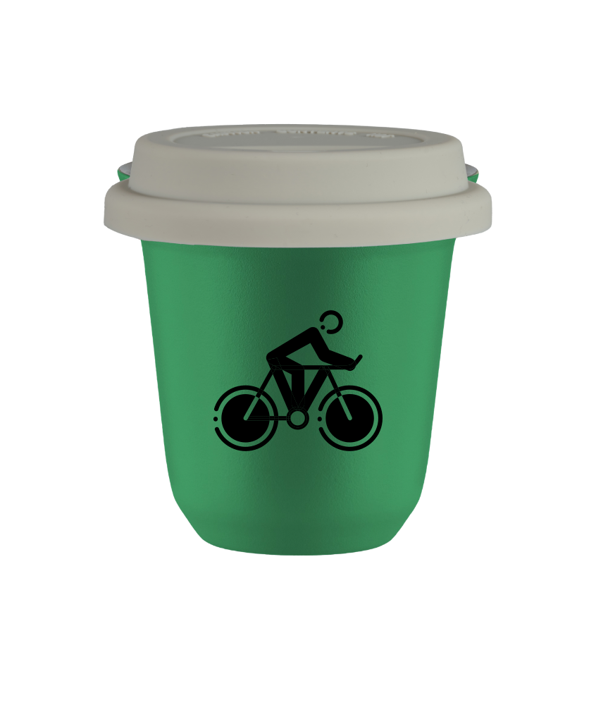 Cup 80 ml GREEN "Cycling 2", with white lid
