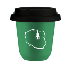 Cup 80 ml GREEN "Poland (white)", with black lid