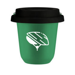 Cup 80 ml GREEN "Helmet (white)", with black lid