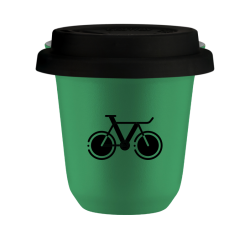 Cup 80 ml GREEN "Bicycle 1 (black)", with black lid