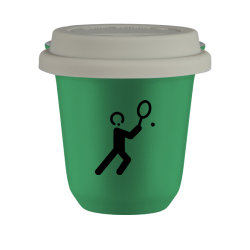 Cup 150 ml GREEN "Tennis 1 (black)", with white lid