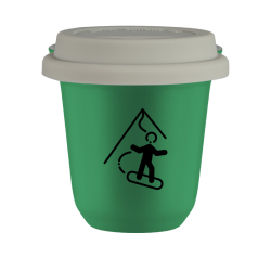 Cup 150 ml GREEN "Snowboard", with white lid