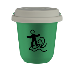 Cup 150 ml GREEN "Windsurfing", with white lid