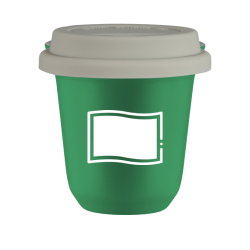 Cup 150 ml GREEN "Polish flag (white)", with white lid