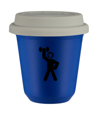 Kubek navy blue 150 ml, SILACZ 2 z pokrywka biala