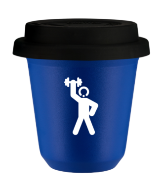 Kubek navy blue 150 ml, SILACZ 2 (bialy) z pokrywka czarna
