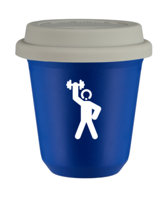 Kubek navy blue 150 ml, SILACZ 2 (bialy) z pokrywka biala