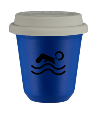 Kubek navy blue 150 ml, PLYWAK z pokrywka biala