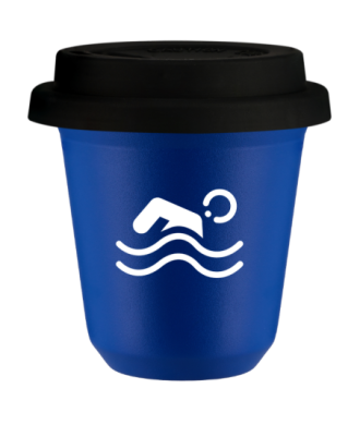 Kubek navy blue 150 ml, PLYWAK (bialy) z pokrywka czarna