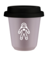 Kubek lawendowy 150 ml, ASTRONAUTA (bialy) z pokrywka czarna kubek termiczny na kawe | 75,00 zł