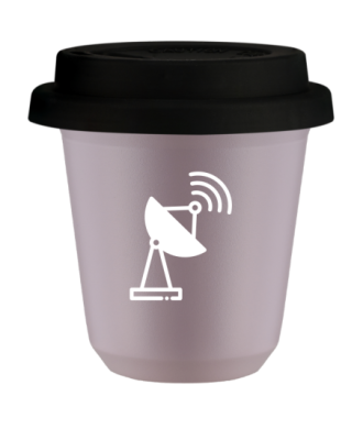 Kubek lawendowy 150 ml, ANTENA (bialy) z pokrywka czarna kubek termiczny na kawe | 75,00 zł