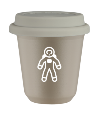 Kubek 150 ml BEŻOWY "Astronauta (biały)", z białą pokrywką Kubek 150 ml BEŻOWY "Astronauta (biały)", z białą pokrywką