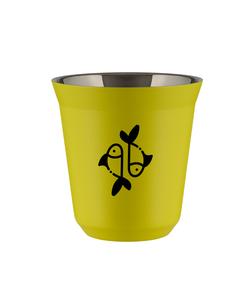 Kubek 150 ml ŻÓŁTY "Ryby (czarny)"