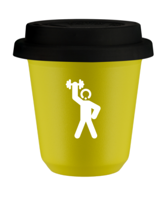 Kubek canary yellow 150 ml, SILACZ 2 (bialy) z pokrywka czarna