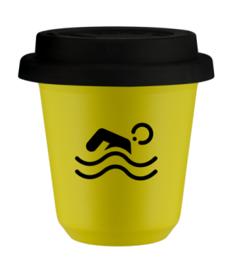 Kubek canary yellow 150 ml, PLYWAK z pokrywka czarna