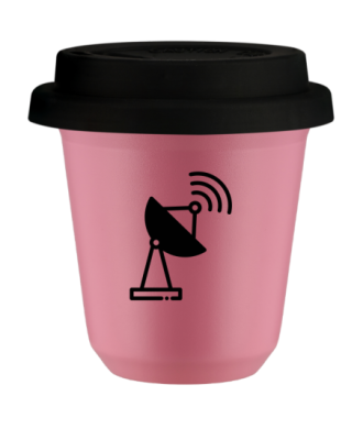 Kubek 150 ml RÓŻOWY "Antena", z czarną pokrywką Kubek 150 ml RÓŻOWY "Antena", z czarną pokrywką
