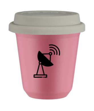 Kubek 150 ml RÓŻOWY "Antena (czarny)", z białą pokrywką Kubek 150 ml RÓŻOWY "Antena (czarny)", z białą pokrywką