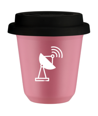 Kubek hot pink 150 ml, ANTENA (bialy) z pokrywka czarna kubek termiczny na kawe | 75,00 zł