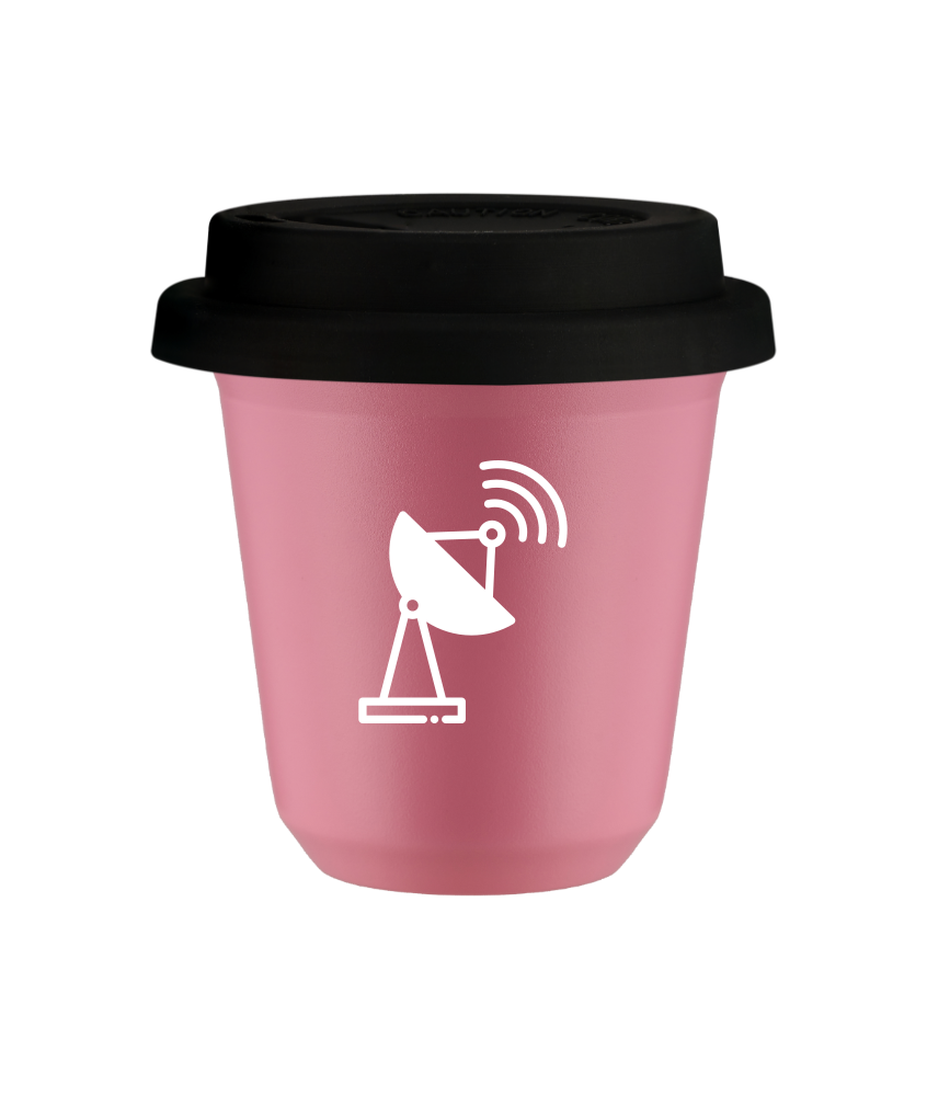 Kubek hot pink 150 ml, ANTENA (bialy) z pokrywka czarna kubek termiczny na kawe | 75,00 zł