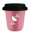 Kubek hot pink 150 ml, ANTENA (bialy) z pokrywka czarna kubek termiczny na kawe | 75,00 zł