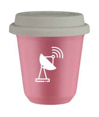 Kubek 150 ml RÓŻOWY "Antena (biały)", z białą pokrywką Kubek 150 ml RÓŻOWY "Antena (biały)", z białą pokrywką
