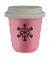 Kubek hot pink 150 ml, SNIEZYNKA z pokrywka biala kubek termiczny na kawe | 75,00 zł