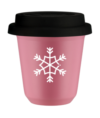 Kubek hot pink 150 ml, SNIEZYNKA (bialy) z pokrywka czarna kubek termiczny na kawe | 75,00 zł