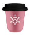 Kubek hot pink 150 ml, SNIEZYNKA (bialy) z pokrywka czarna kubek termiczny na kawe | 75,00 zł