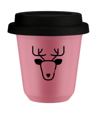 Kubek hot pink 150 ml, RENIFER (czarny) z pokrywka czarna kubek termiczny na kawe | 75,00 zł