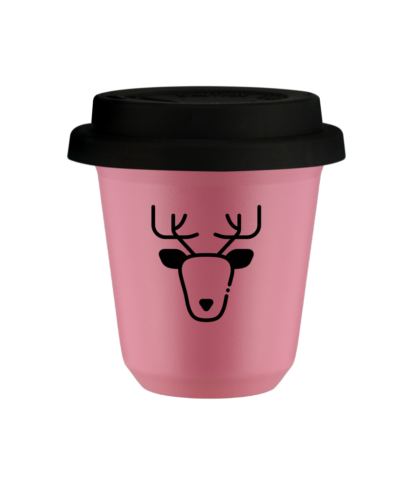 Kubek hot pink 150 ml, RENIFER (czarny) z pokrywka czarna kubek termiczny na kawe | 75,00 zł Kubek hot pink 150 ml, RENIFER (czarny) z pokrywka czarna kubek termiczny na kawe | 75,00 zł